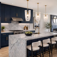 Video: Kira Home Mira 18.5" Large Gold Pendant Light with White Swirl Glass, Modern Marbled Swirl Art Glass U-Shaped Hanging Light, Cool Brass Finish