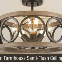 Video: Larkin 15" 3-Light Modern Farmhouse Semi-Flush Mount Ceiling Light