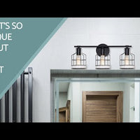 Video: Halstead 23" 3-Light Farmhouse Metal Cage Vanity / Bathroom Light