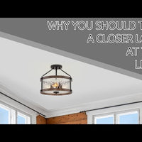 Video: Hadley 14" 3-Light Modern Farmhouse Semi-Flush Mount Ceiling Light